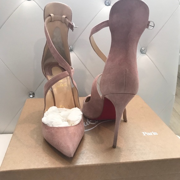 Christian Louboutin Marlenarock pink suede heels nude - Picture 2 of 8